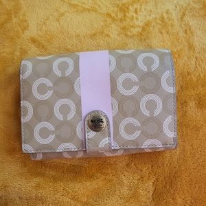 Vintage coach cream and pink monogram C wallet